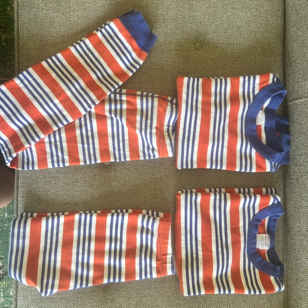Hanna Andersson Red, Wht, Blue Striped PJs: shorts set and long sleeve/pants